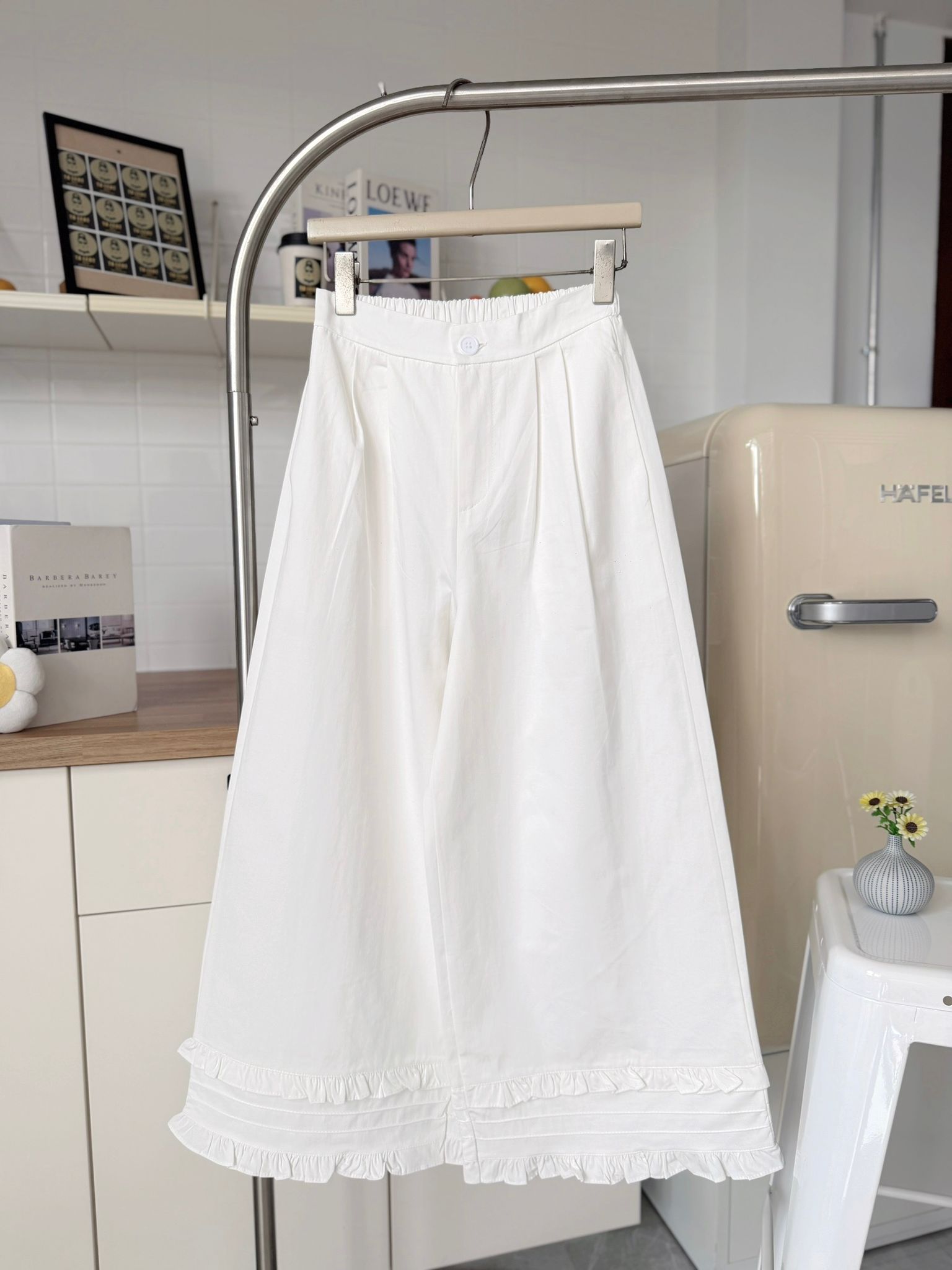 RINA Sweet Ruffle Wide Leg Pants 甜美木耳边阔腿九分裤*6 Colors