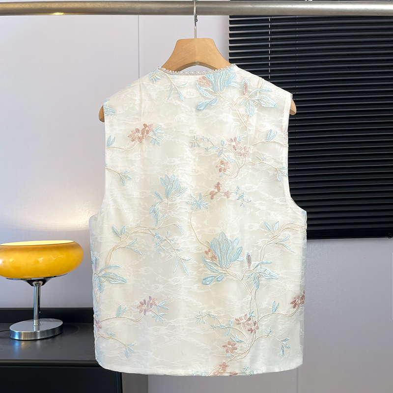 刺绣织金马面裙 Hanfu Buttoned Oblique Collar Round Neck Jacquard Embroidery Improved Vest Paired with National Style Half Skirt Set