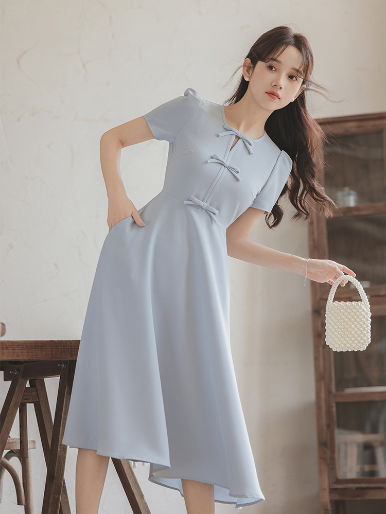 New Chinese Style Improved Cheongsam Dress Women's Summer High Sense Temperament Waist-Controlled Slimming Dress 50