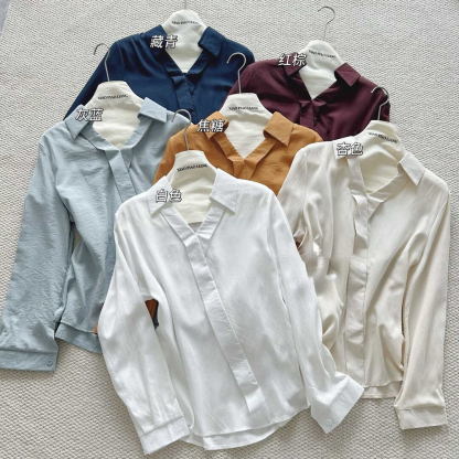  French Style High-End V-Neck Shirt* 6 Colors