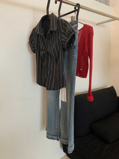 Vintage Striped Color-Block Shirt 复古条纹撞色衬衫*2 Colors