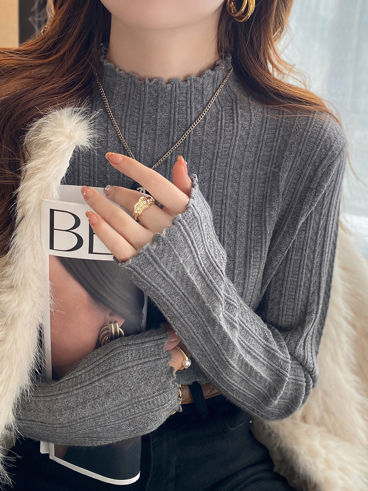 Mock Neck Ruffle Trim Long Sleeve Top 半高领木耳边长袖上衣*11 Colors