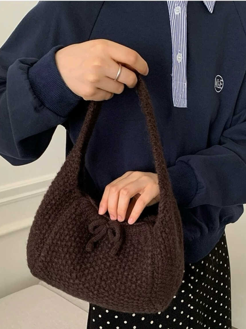Ins Knitted Bow Handbag 复古麻花手提包*5 Colors