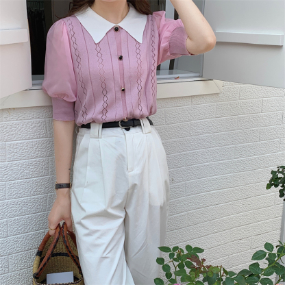Classic Knit Top 小香风镂空针织上衣*4Colors