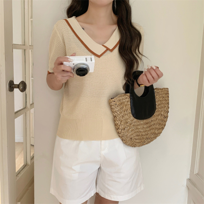 Calina Knit Top 斜方领针织上衣*4 Colors