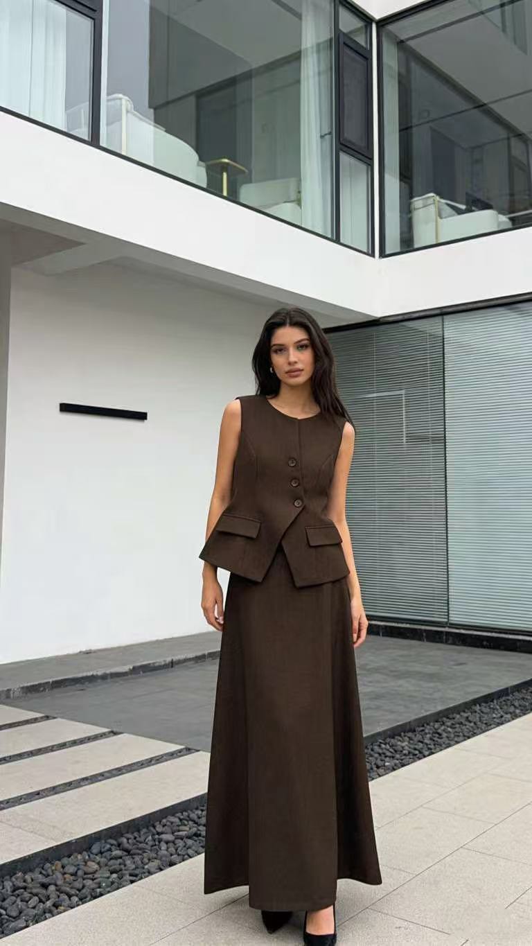 SIGNATURE Skirt Set 高智感斜排扣半身裙套装*4 Colors