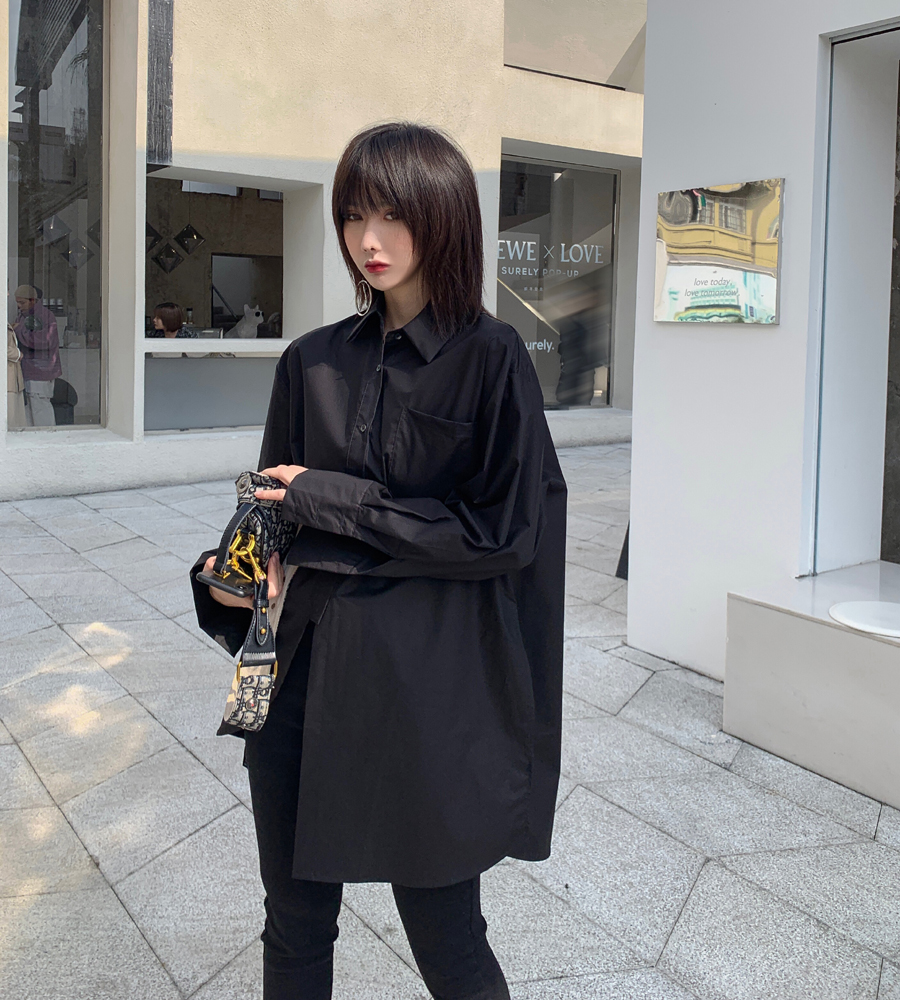 Asymmetric Long Shirt 小众设计不规则长款衬衫 *2  Colors