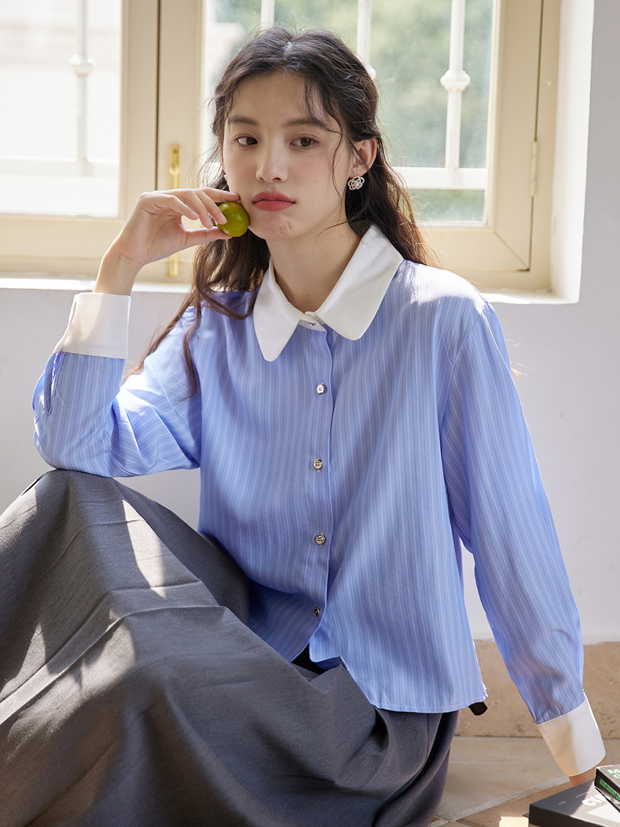 Old-school Color Block Striped Shirt 复古撞色纹长袖衬衫