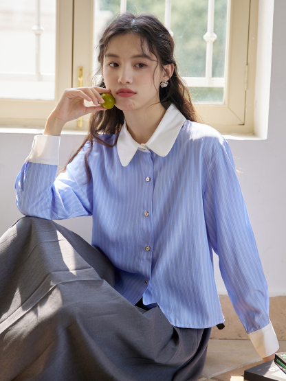 Old-school Color Block Striped Shirt 复古撞色纹长袖衬衫