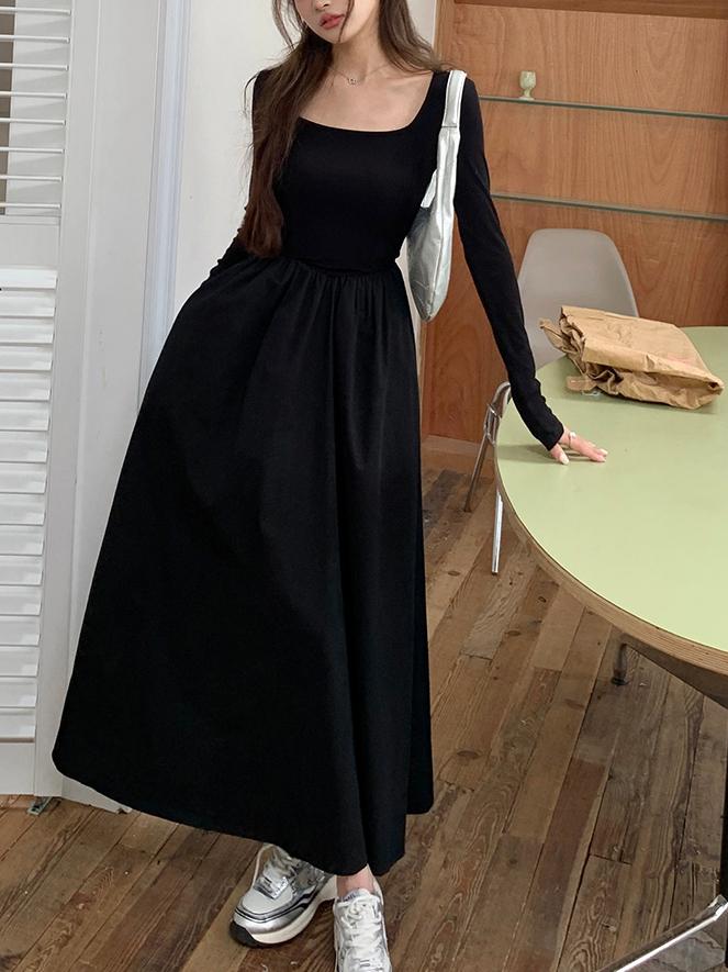 Fiona Long Sleeve Knitted Dress 方领长袖针织连衣裙*2 Colors