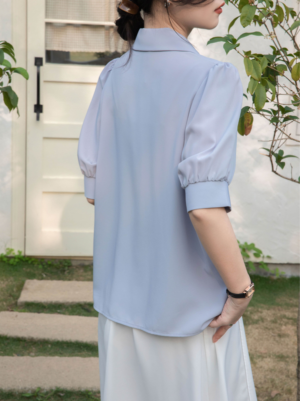 Real Shot 2024 Summer New White Shirt High-Grade Temperament Top Design Sense Niche Chic Long Sleeve Shirt for Women