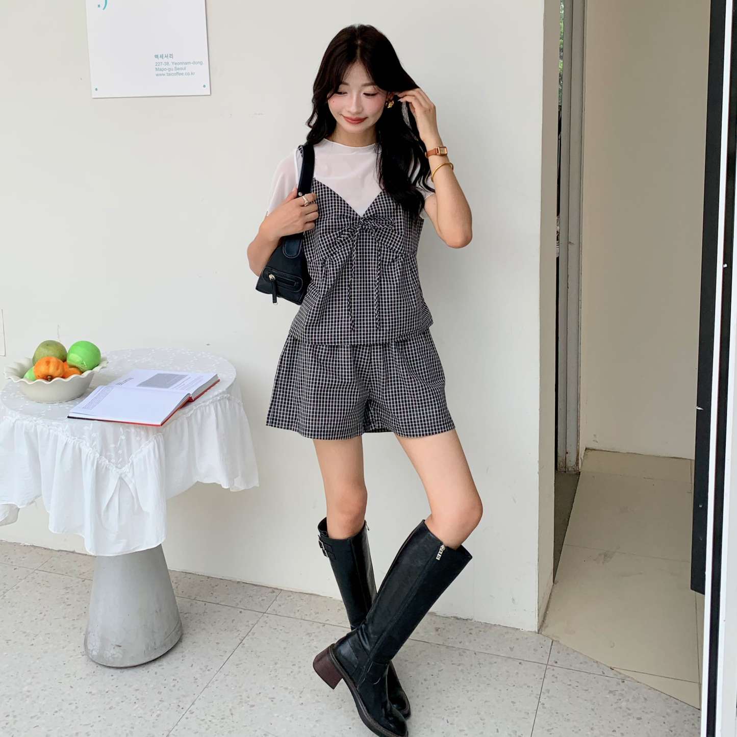 Chic Plaid Co-ord Set 格子吊带上衣短裤两件套*2 Colors