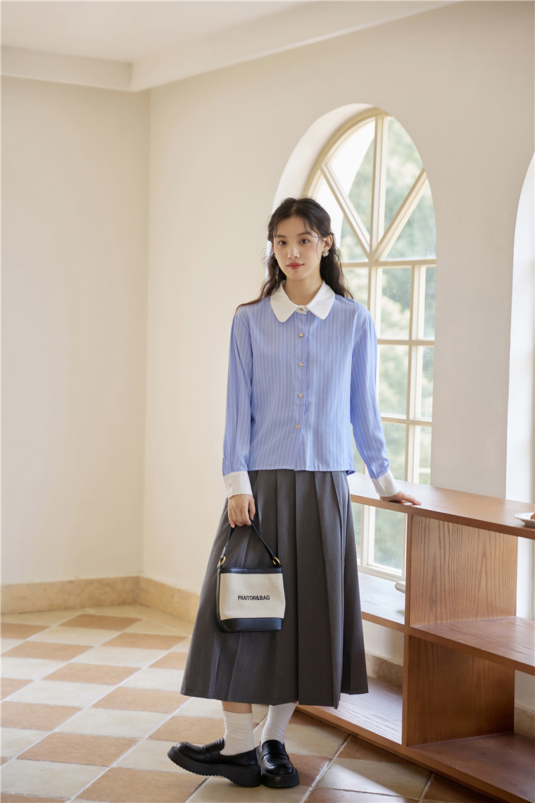 Old-school Color Block Striped Shirt 复古撞色纹长袖衬衫