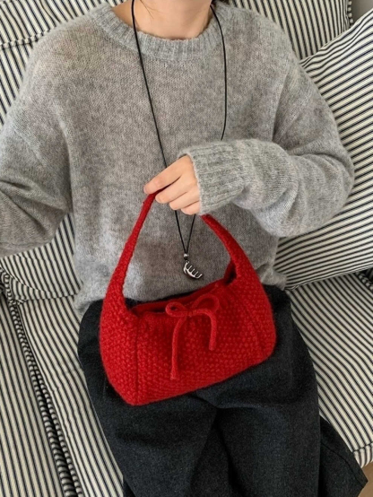 Ins Knitted Bow Handbag 复古麻花手提包*5 Colors