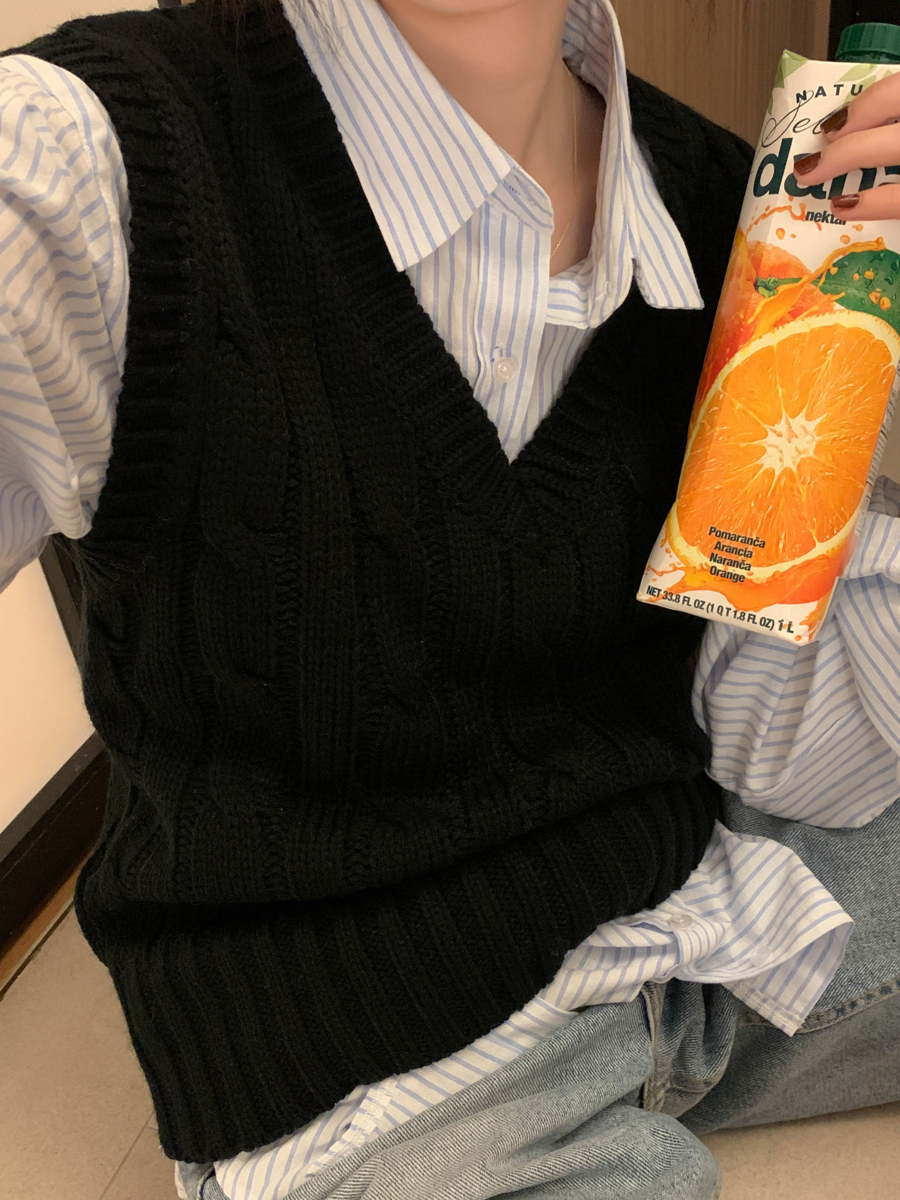 Casual Striped Long-Sleeve Blouse 治愈系女孩~经典条纹宽松长袖衬衫*3Colors