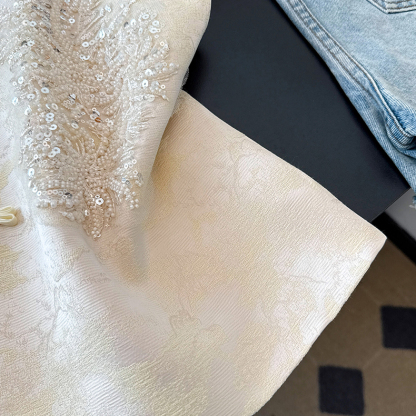 Sequin Embroidered Jacquard Vest 羽毛重工亮片刺绣提花马甲#1111 * 2 Colors