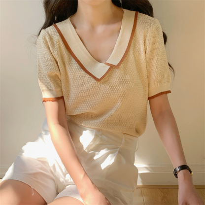 Calina Knit Top 斜方领针织上衣*4 Colors