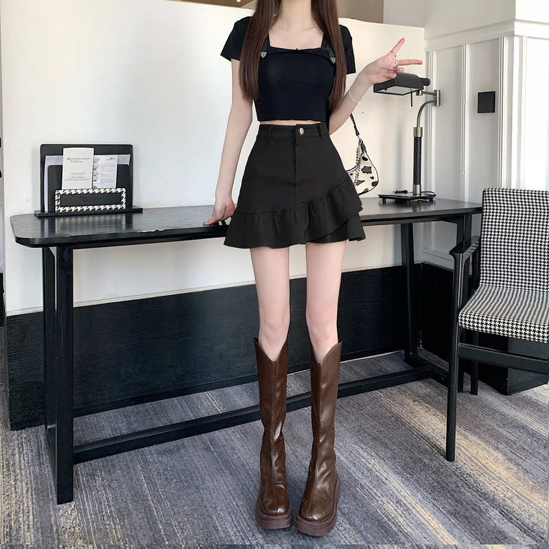 Stretch Sweet Lady A-Line Skirt 荷叶边短裙