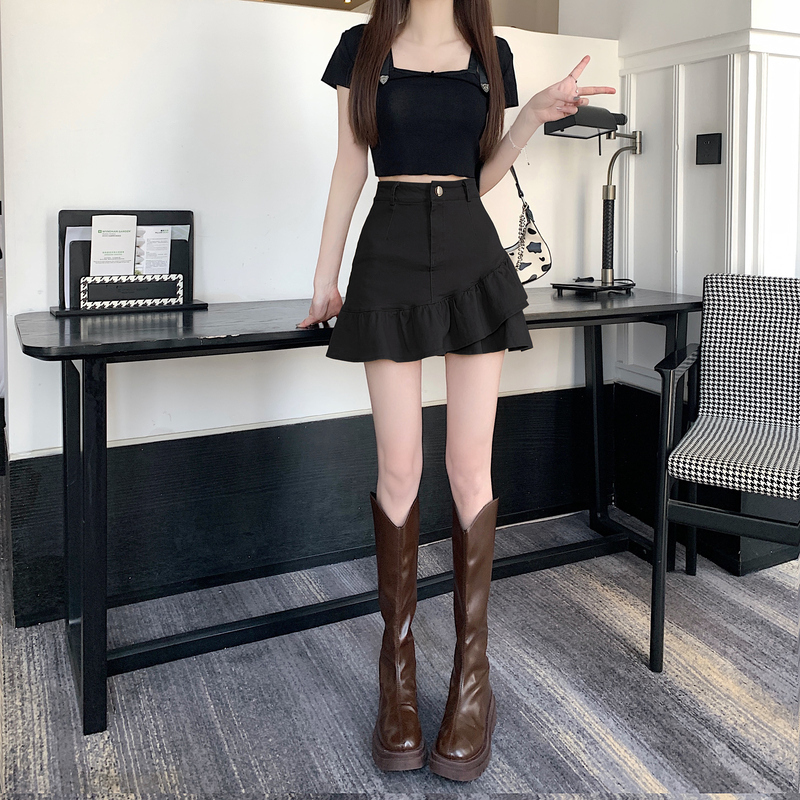 Stretch Sweet Lady A-Line Skirt 荷叶边短裙