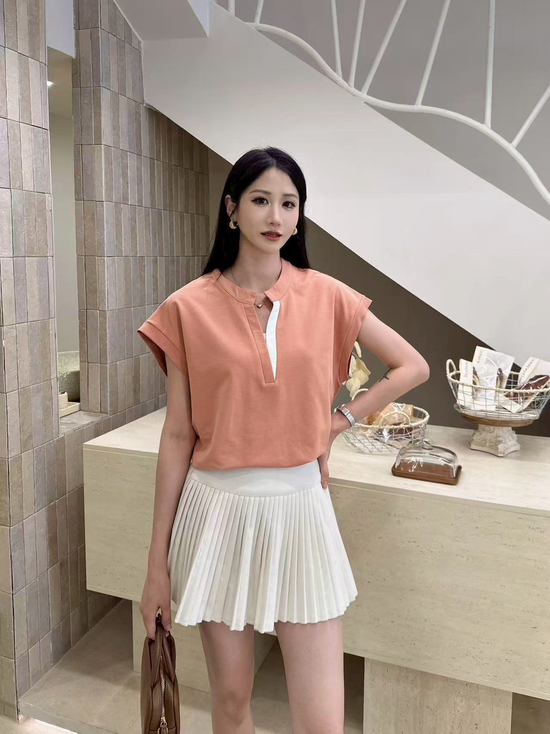 Colorblock V-Neck Top 撞色V领上衣*5 Colors