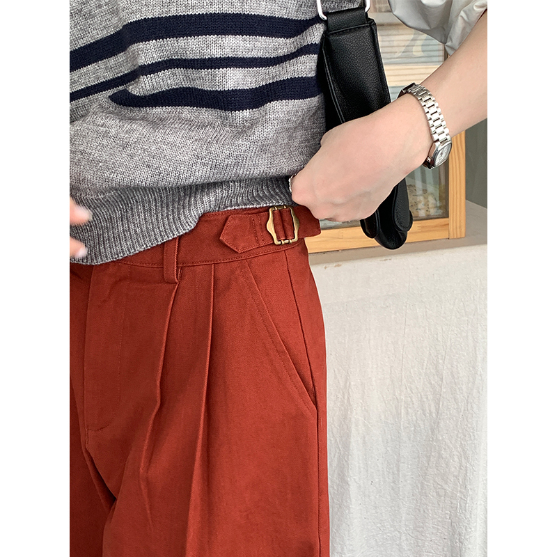  Adjustable Buckle Pleated Pants 调节扣压褶休闲裤*3 Colors