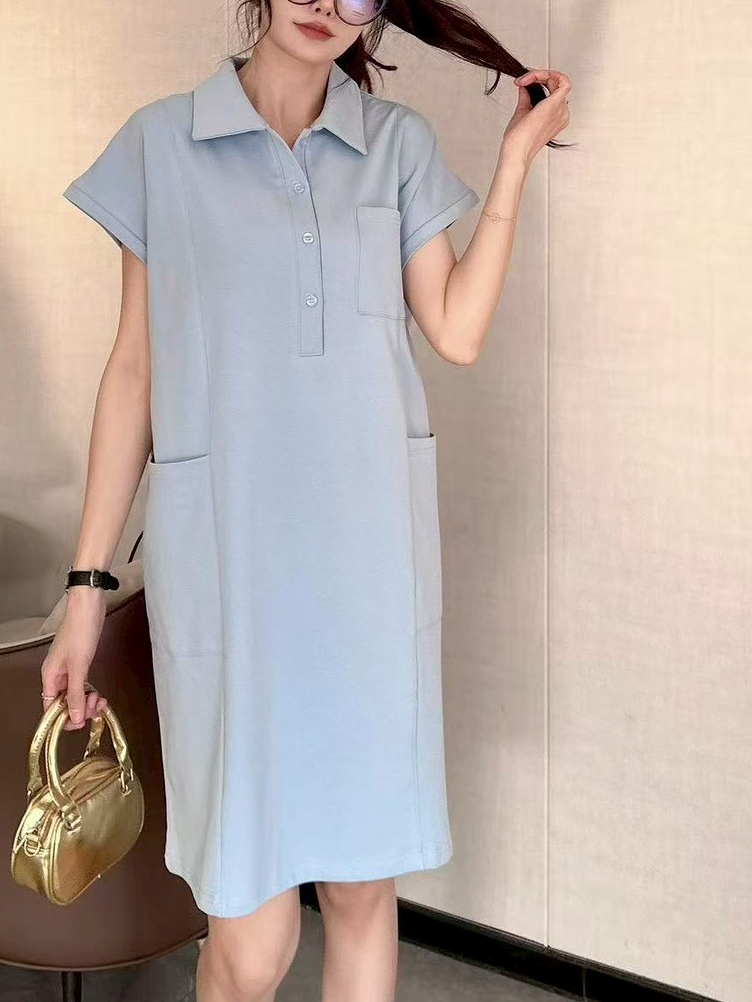 Polo collar pocket dress