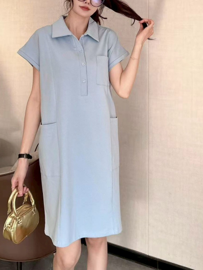 Polo collar pocket dress