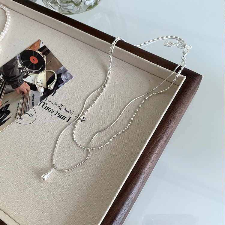 Two-Layer Bean Metal Necklace 小众双层豆子金属项链 