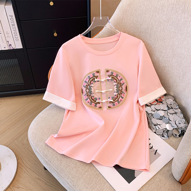 Contrast Embroidered Tee 新中式刺绣撞色T恤*2 Colors