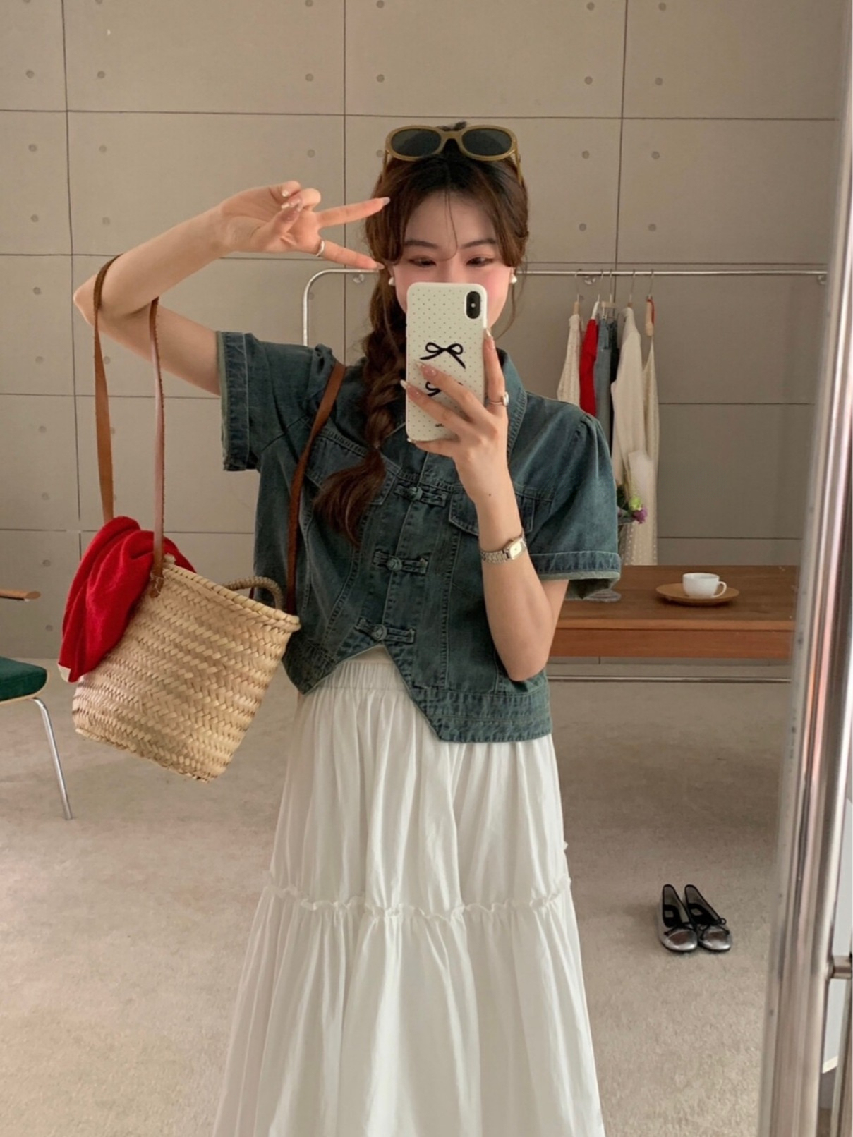 新中式牛仔短袖上衣*2 Colors