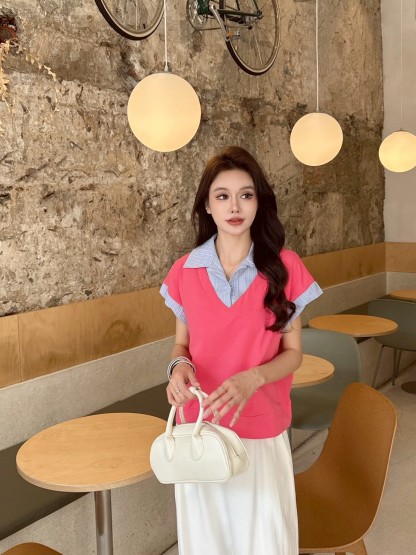 Fake two-piece college-style top