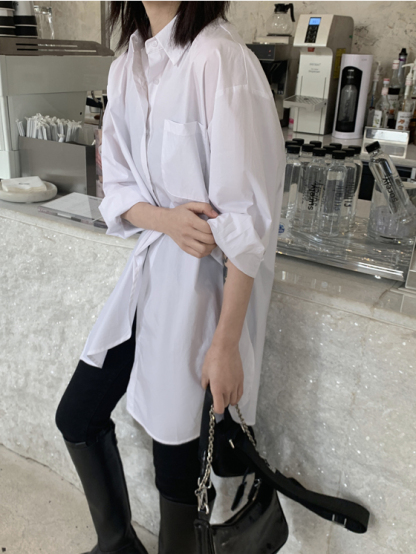 Asymmetric Long Shirt 小众设计不规则长款衬衫 *2  Colors