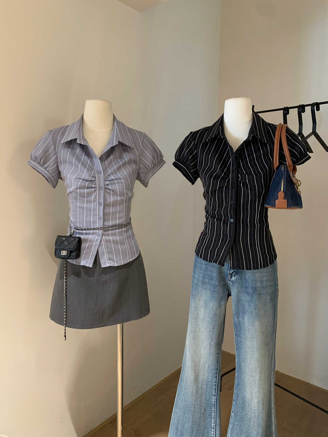 Vintage Striped Color-Block Shirt 复古条纹撞色衬衫*2 Colors