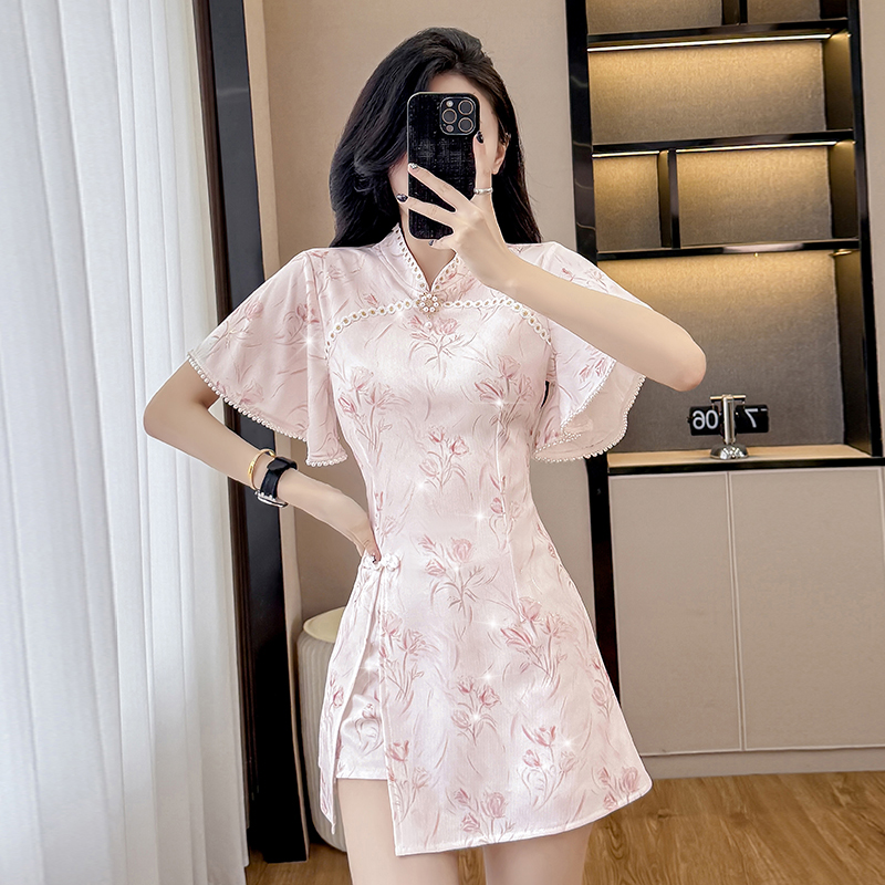 Real Shot Chinese Style Cheongsam Improved New Gentle Youthful Elegant High-end Dress Set Two Pieces