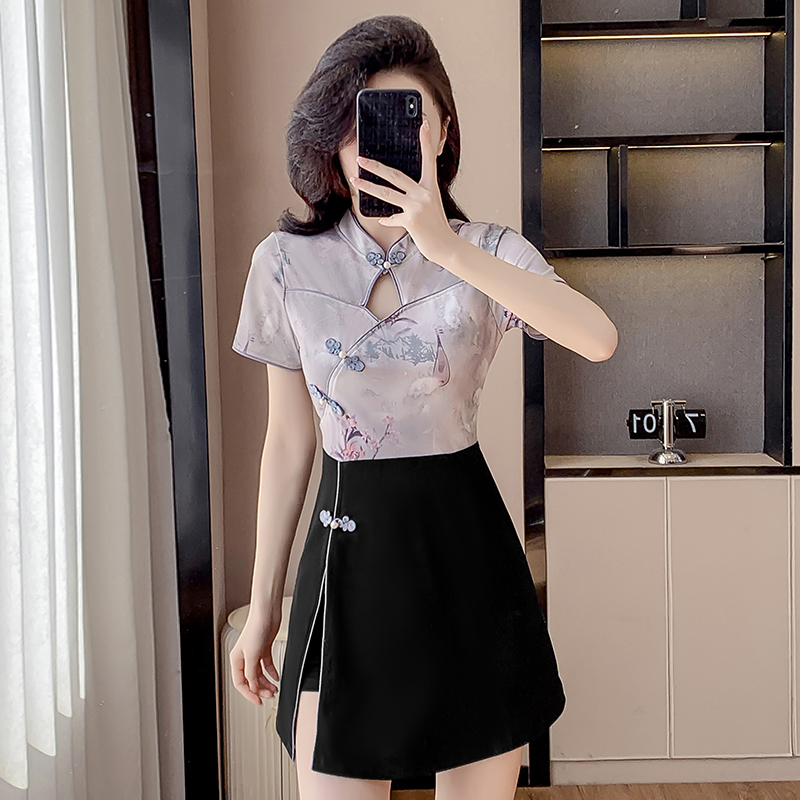 紫色连衣裙套装两件套