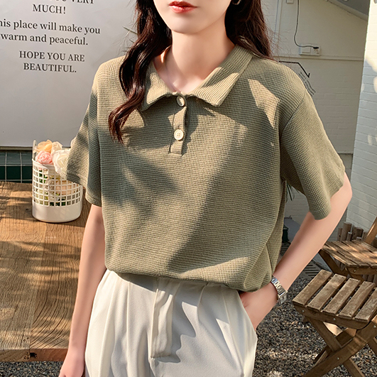 Oversized Waffle Polo Shirt 华夫格宽松Polo衫* 4 Colors