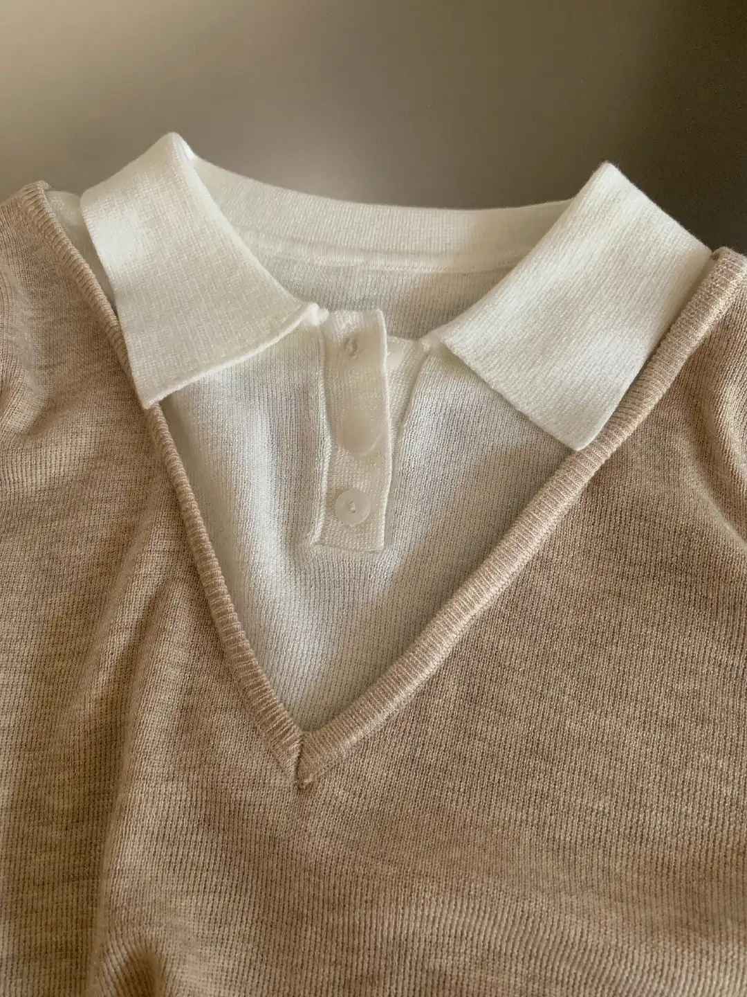 PARVÉ Contrast Collar Knit Top 高智份子！假两件老钱翻领撞色针织上衣* 3 Colors