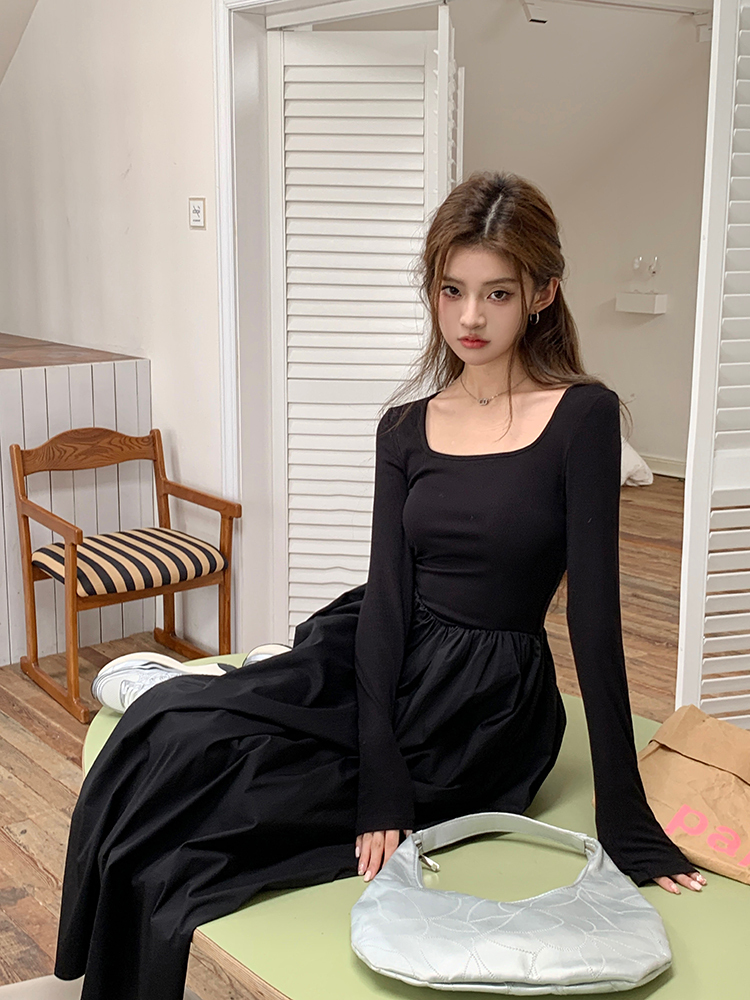 Fiona Long Sleeve Knitted Dress 方领长袖针织连衣裙*2 Colors 