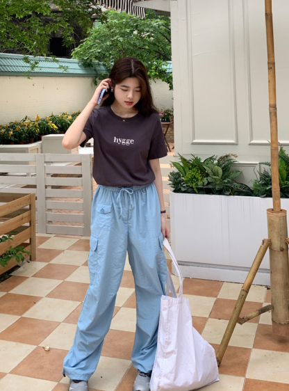 2025 Korean Version Simple Personality Letter Print Casual T-Shirt Summer Versatile Loose Short Sleeve Top for Women