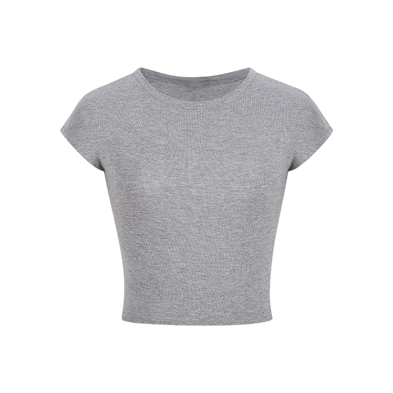 T443 # 230g Cool Silk Cotton 40s 1*1 Ribbed Round Neck Short Pure Desire Hot Girl Slim Hourglass T-Shirt for Women