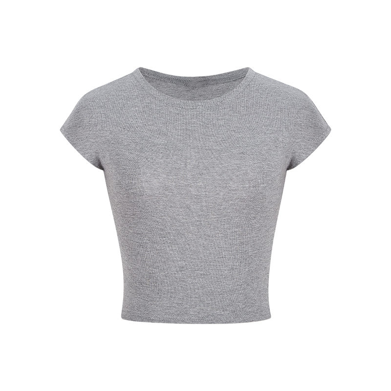 T443 # 230g Cool Silk Cotton 40s 1*1 Ribbed Round Neck Short Pure Desire Hot Girl Slim Hourglass T-Shirt for Women