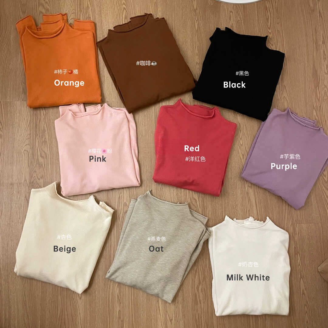 Soft Knit High Neck Tee 针织半高领长袖T恤*9 Colors
