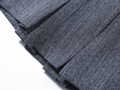 Commuter Faux Denim Shirt Top Women Niche Pleated Short Skirt Two-Piece Set 仿牛仔衬衫+百褶短裙两件套