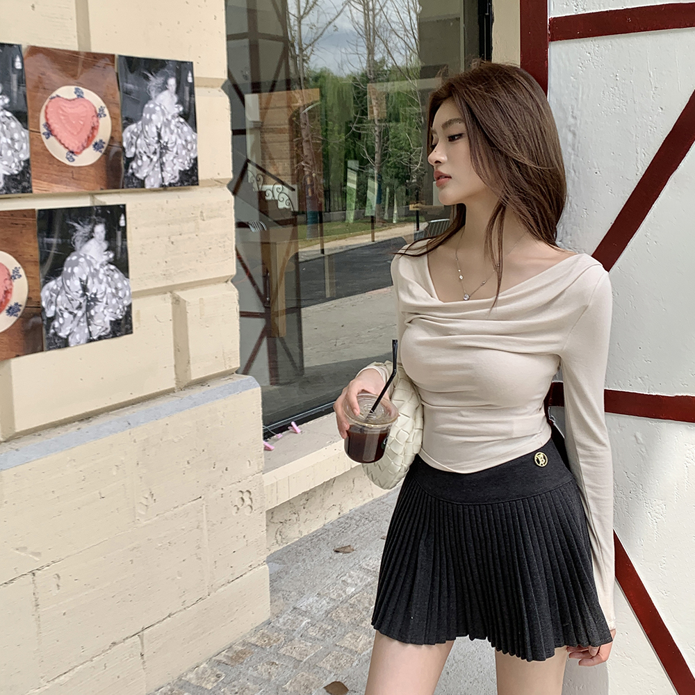 Off-Shoulder Long Sleeve Top一字肩长袖T恤*2 Colors