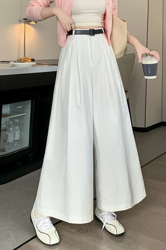 Cotton High-Waist Loose Pants 洗水棉高腰宽松长裤*3 Colors