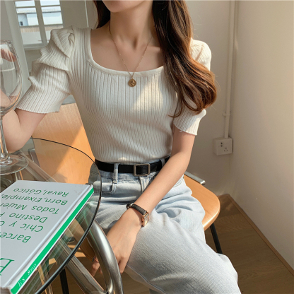 Stella Puff Sleeve Top 心机方领泡泡袖上衣*5Colors