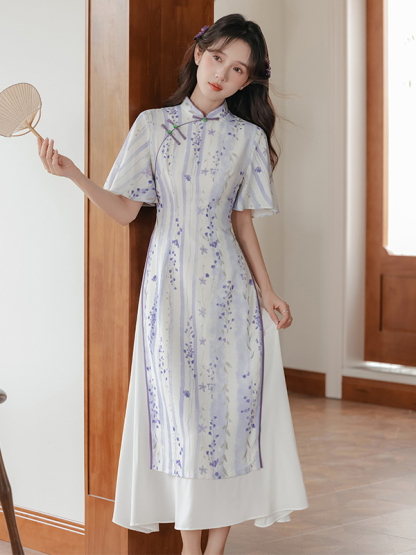 Lavender Grace Áo Dài Dress 紫色奥黛连衣裙