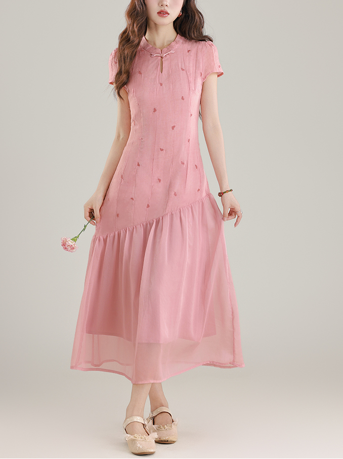 Gradient Heart Embroidery Cheongsam 爱心刺绣旗袍