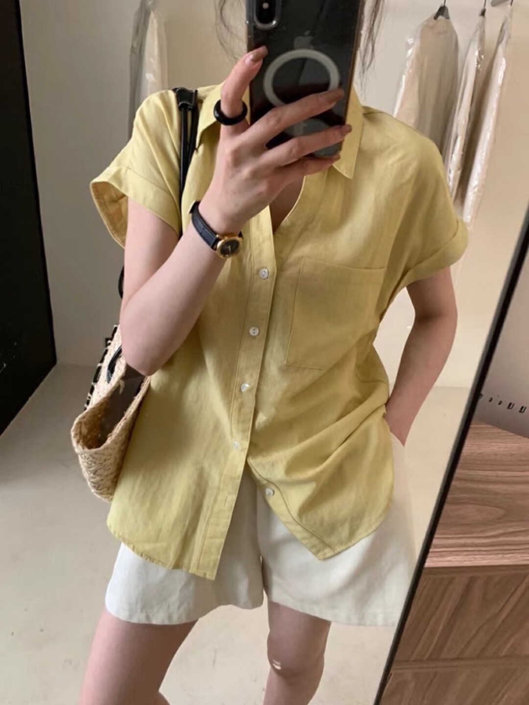 Rolled-Sleeve Short-Sleeve Shirt 卷边百搭短袖衬衫*11 Colors
