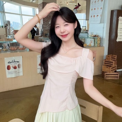 RINA Ruffle Off-Shoulder Tee 荷叶边露肩上衣*4 Colors